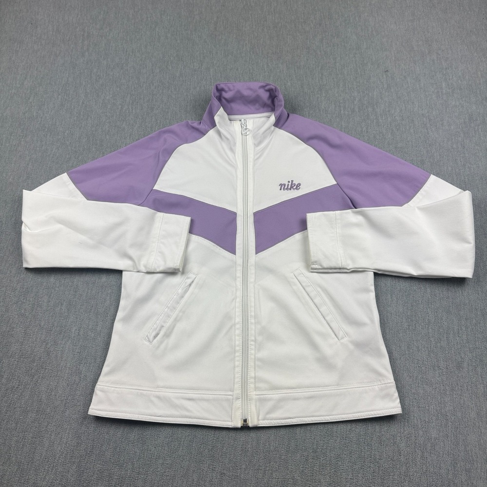 Nike Jacket Womens Small White Purple Track Full Zip Windrunner Training Active